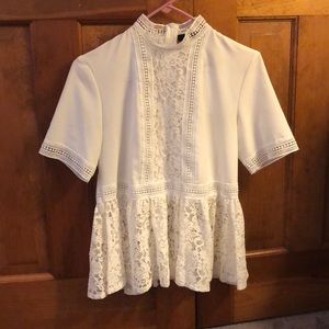NWT Zara White Lace Peplum Top